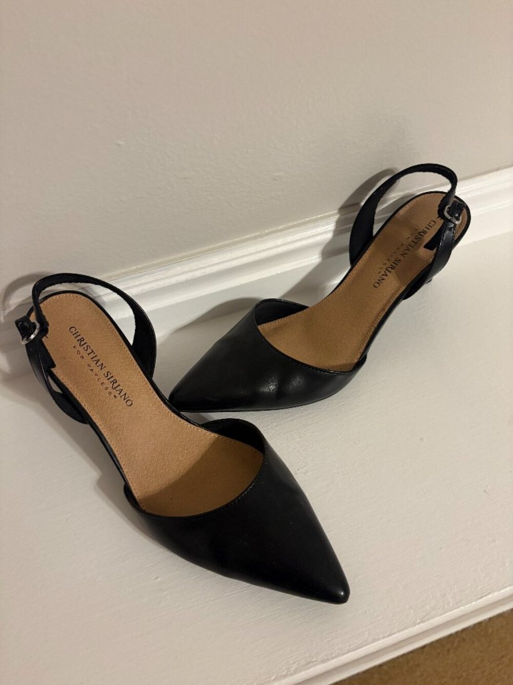 Christian Siriano Black Pointed Slingback Heels